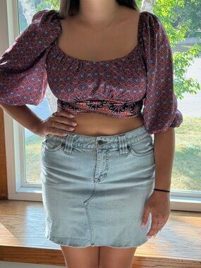Beyond The Radar Border Print Tie Back Crop Top 🌟 Boho / Western - Medium